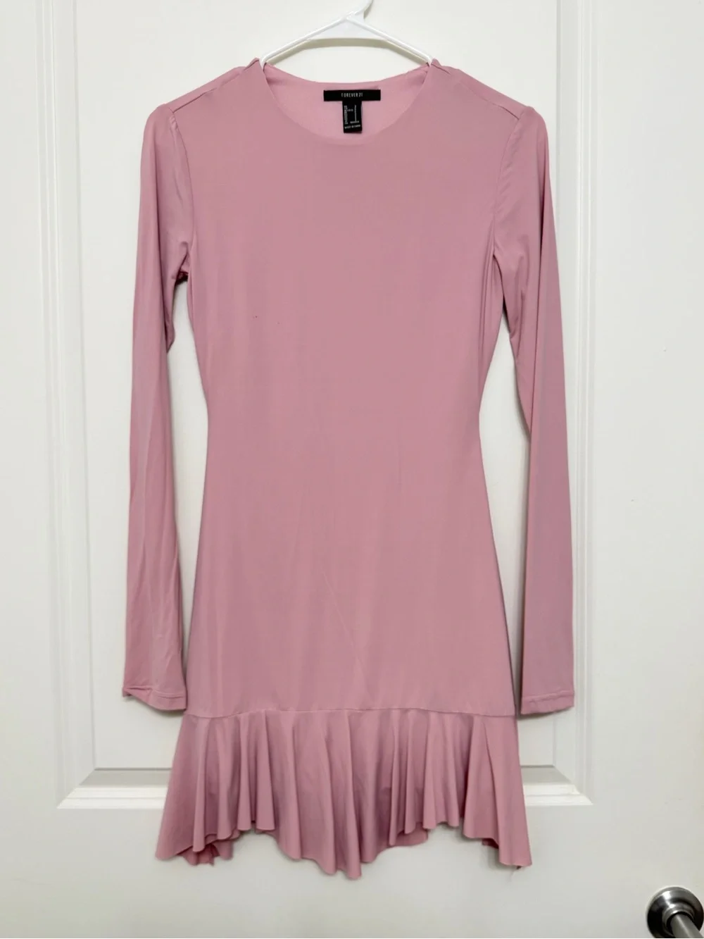 Forever 21 Girls' Dusty Pink Long Sleeve Ruffle-Hem Dress